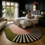 8×10ft Modern Handmade Tufted Rug | Abstract Oval Carpet for Living Room & Bedroom 9×12ft | Luxury Designer Art Deco Rug | Custom Colour - Image 5