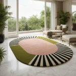 8×10ft Modern Handmade Tufted Rug | Abstract Oval Carpet for Living Room & Bedroom 9×12ft | Luxury Designer Art Deco Rug | Custom Colour - Image 3