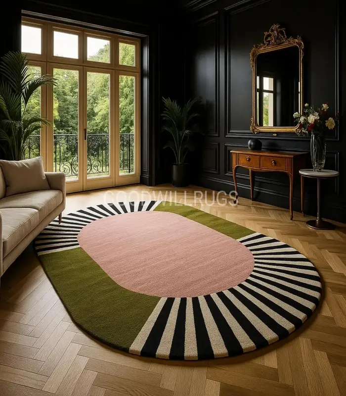 il_1588xN.7429948479_px2l700X800 8×10ft Modern Handmade Tufted Rug | Abstract Oval Carpet for Living Room & Bedroom 9×12ft | Luxury Designer Art Deco Rug | Custom Colour - Image 1