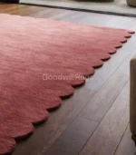 9×12ft Dusty Rose Scalloped Handmade Tufted Rug, Luxury Pink Area Rug for Living Room, Modern Soft Carpet Decor 8×10ft/10×14ft - Image 4